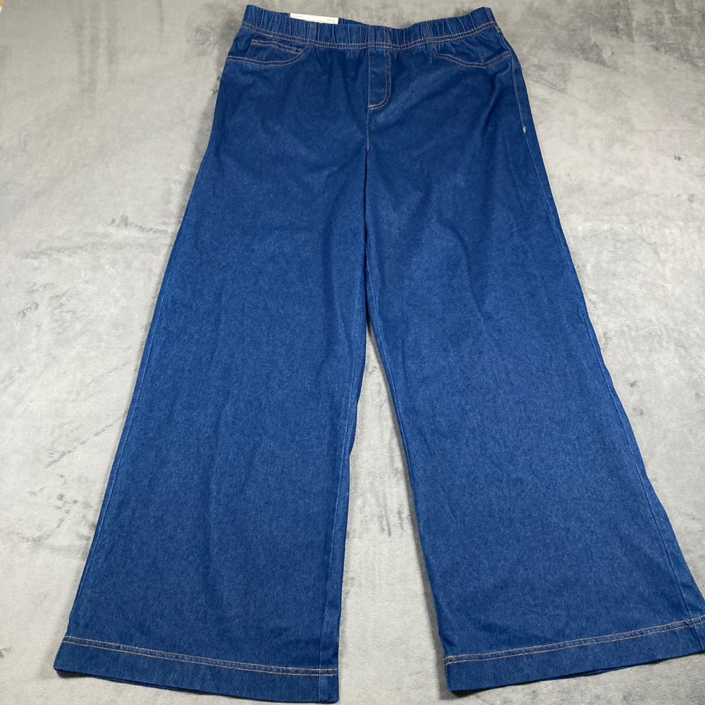 Serra Womens Medium Blue Wide Leg Jegging Pull On Elastic Waist Denim Pants M